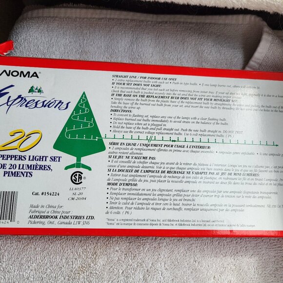 Noma Expressions 20 Chili Peppers Indoor Light Set GUC in Box GREEN TESTED BIN H - Picture 4 of 5